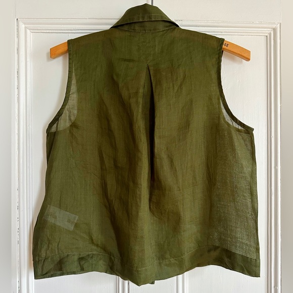 Banana Republic Ramie Utility Shirt in Bright Moss. Size XS. - Picture 4 of 6